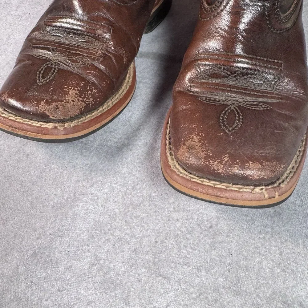Kids Smoky Mountain Landry Cowboy Boots Brown Square Toe Size 12 R  Preowned